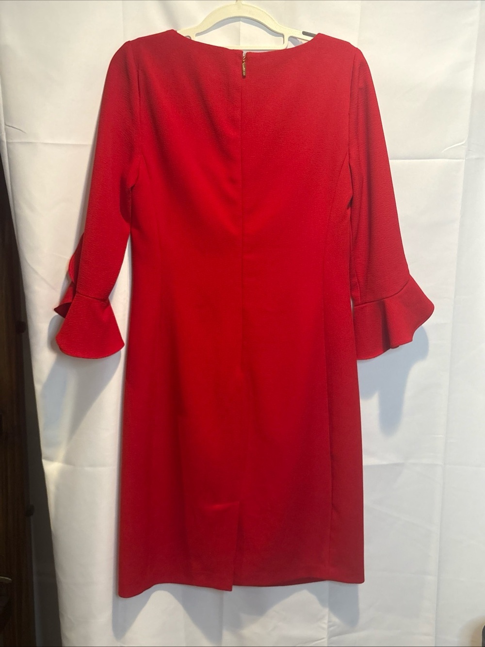 Karl Lagerfeld Red Ruffle-Cuff Shift Dress - Picture 4 of 11